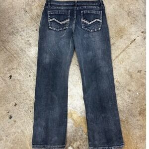 Dark blue wash Suko premium Jeans V Stitch Pockets Denim Pants‎ Casual 34•29